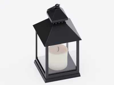 Realistic lantern with a candle Low-poly 3D model