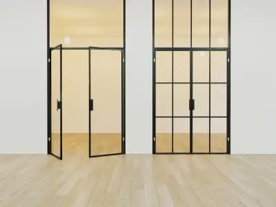 Glass partition door Set 16 Low-poly 3D model