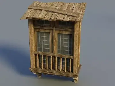 Wooden window 3D model