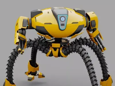 Octopus fighter rigged - animated character 3D model