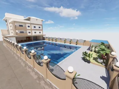 aquatic pool wiith gym center 3D model