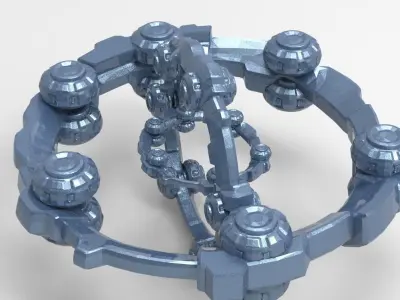 Grey technology orb array  Low-poly 3D model