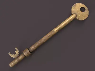 Medieval Copper Key V2 Low-poly 3D model