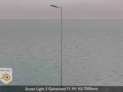 Street Light 3 Galvanized F1 M1 K0 7000 mm Low-poly 3D model