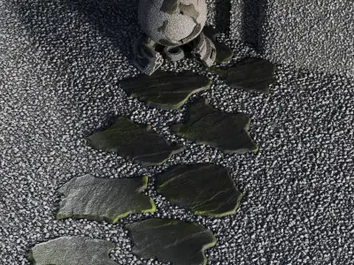 H68 Slate Stones and Gravel Pathway - PBR - 4K Low-poly 3D model