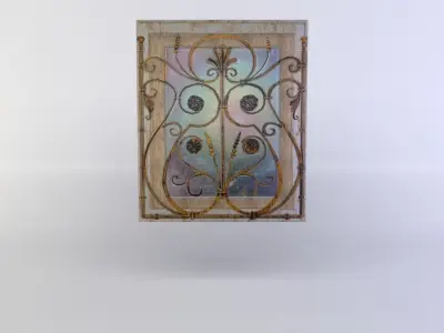 Window with grating  Low-poly 3D model