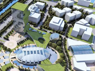 Eco Civic Campus with Green-Roof Tower 3D model