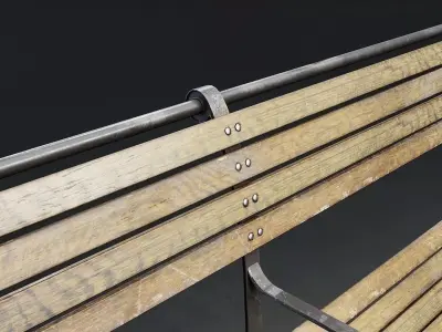 Vintage Iron and Wood Park Bench Low-poly 3D model