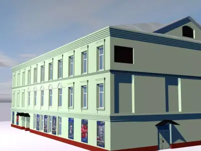 Theater building Low-poly 3D model