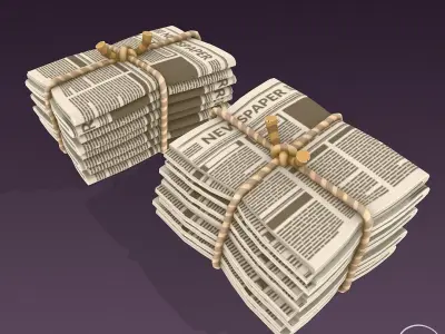 Stylized Newspaper Stack Low-poly 3D model