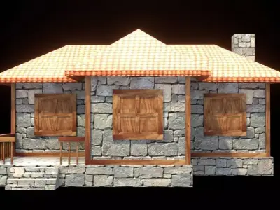 medieval house low poly village town residential game ready 9 Low-poly 3D model