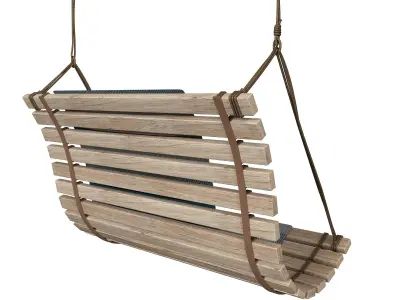 Swings seat with hanging ropes 3D model