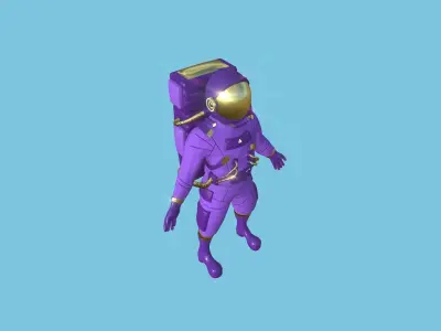 Astronaut Outfit 06 - Purple Gold - Character Design Fashion Low-poly 3D model