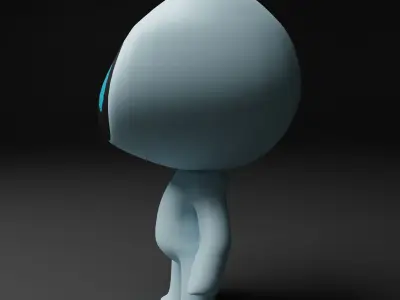 Cute Android Robot Character Game Ready Rigged and Animated Low-poly 3D model