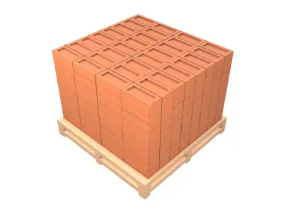 Lowpoly Pallet of Bricks v1 001 Low-poly 3D model