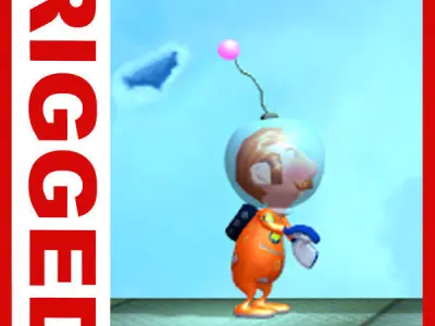 Astronaut cartoon rigged Low-poly 3D model