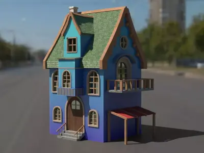 Cartoon house 3D model Low-poly 3D model