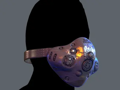 Gas mask helmet 3d model scifi Low-poly  Low-poly 3D model