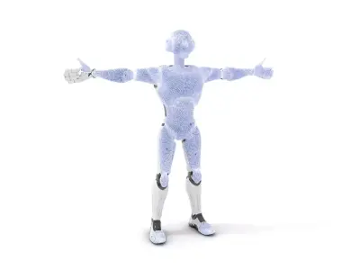 Futuristic Humanoid Robot Model Pack with Arm Extensions Low-poly 3D model