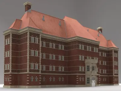 Modular Historicism tenement house  public utility building Low-poly 3D model