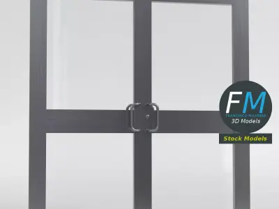 Double storefront glass swing door 3D model