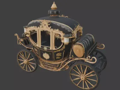 Stylized Jade black and gold  Horse Drawn 3D Character Low-poly 3D model