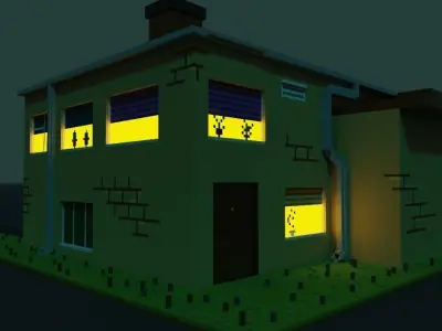 House-Pix house on street Low-poly 3D model