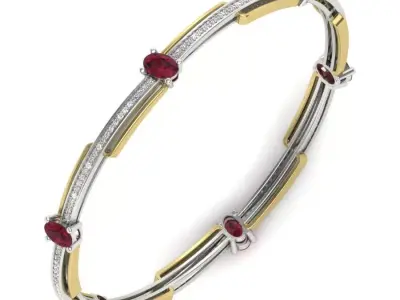 Yellow gold diamond Bangle-PBG-006 DIA 3D print model