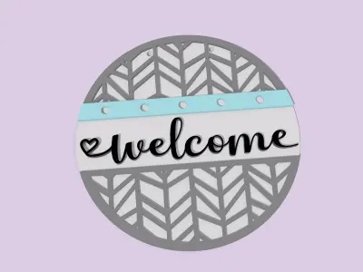 Welcome door wreath-sign - set of 3 designs 3D print model