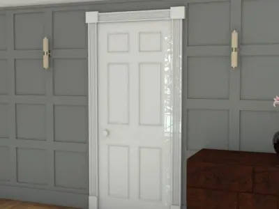 six panel door Low-poly 3D model