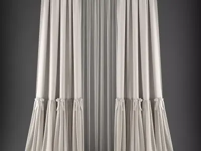 Curtain with ruffles Low-poly 3D model