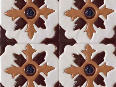 Brown Floral Cross Talavera Tiles  Texture
