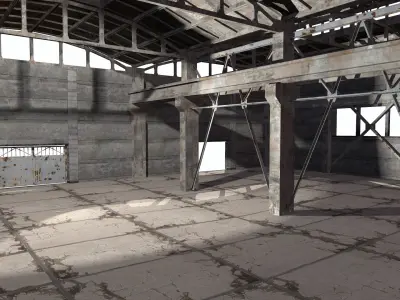 hangar empty warehouse Low-poly 3D model