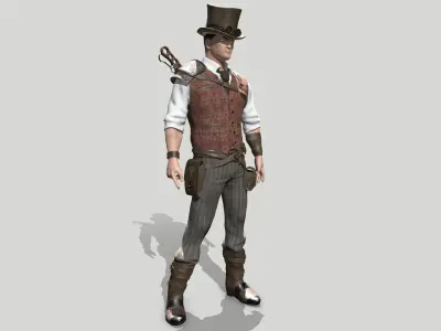 Steampunk Man Low-poly 3D model