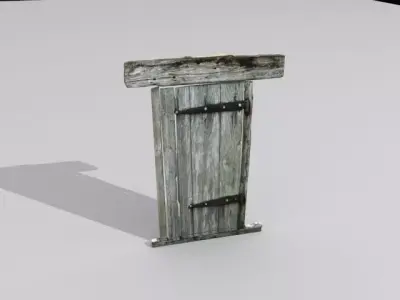 Door 5 Wooden Low-poly 3D model