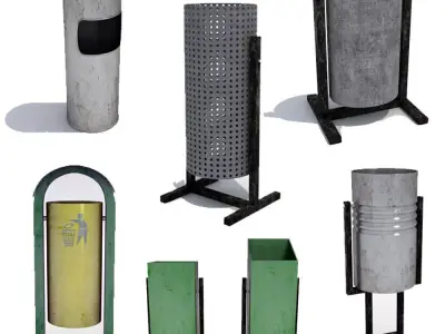 Street trash can - collection 6 models 3D model