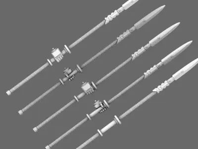 Cyber Samurai Yari Spears RIGHT 3D print model