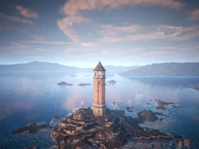 Lighthouse Island  High Quality Environment Low-poly 3D model