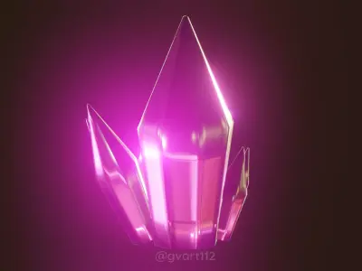 Pink crystal gem RPG style Low-poly 3D model