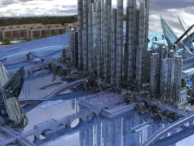 Sci-Fi Future Utopian Skyline 3D model