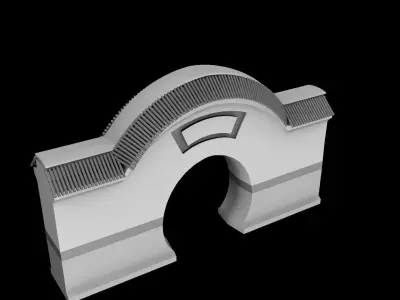 Chinese Garden Stone Gate Wall 3D model