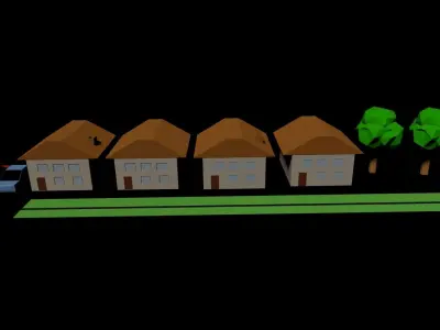 Low poly  Street Bundle with 5 models and 9 Alterations Low-poly 3D model
