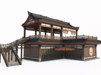 Ancient Asian Architectural Noodles 3D model