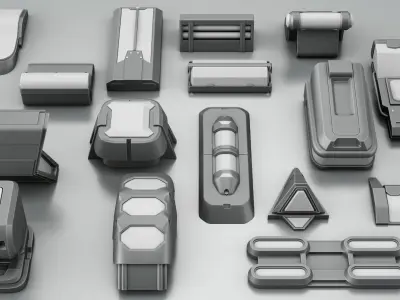 Sci-fi Lights kit -Game ready topology  3D model