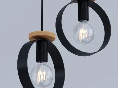 Artisan pendant light with four lights hanging from it 3D model