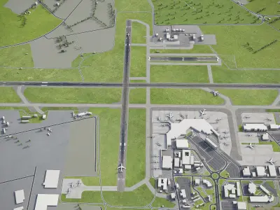 Christchurch Airport Low-poly 3D model