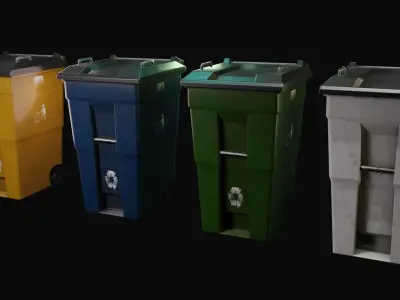 Pack Public trash Low-poly 3D model