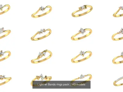 143 Light wt Bands rings pack