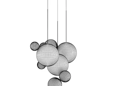 Golden Ceiling Lamp with Glass Shades 3D model