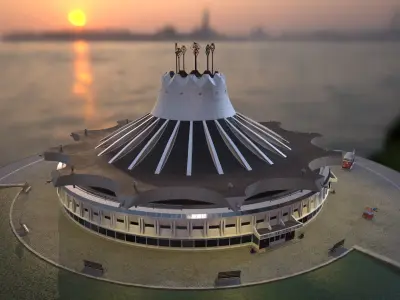 Circus venice city hall at sunset Low-poly 3D model